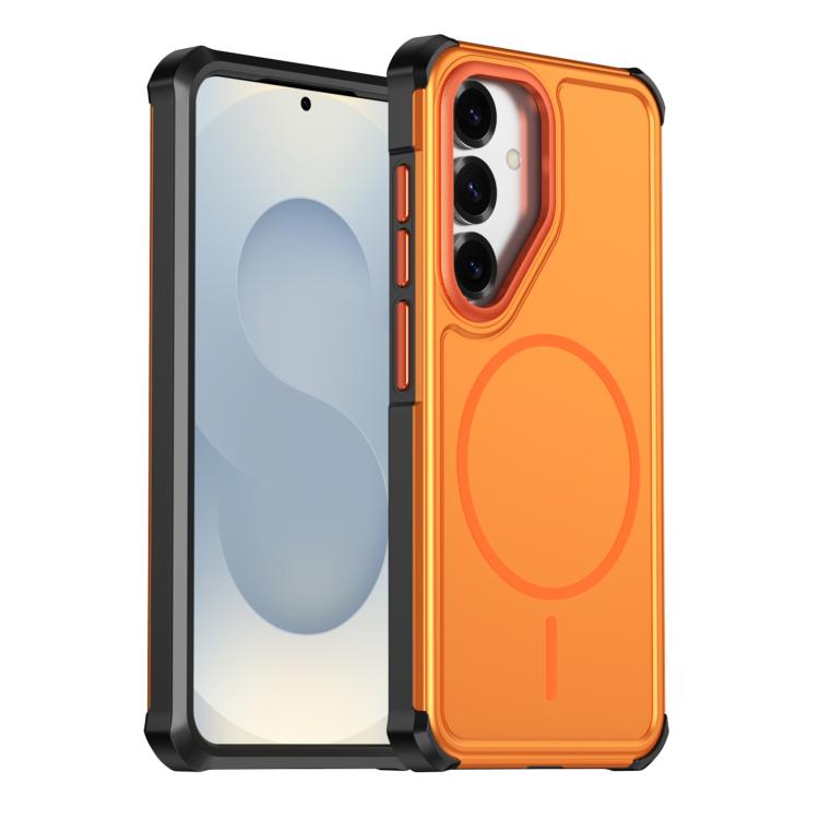 For Samsung Galaxy S25 5G Solid Color 2 in 1 Magnetic Airbag Shockproof Phone Case