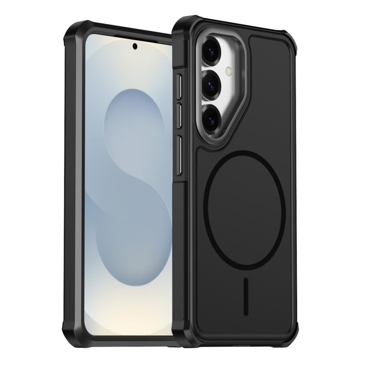 For Samsung Galaxy S25 5G Solid Color 2 in 1 Magnetic Airbag Shockproof Phone Case