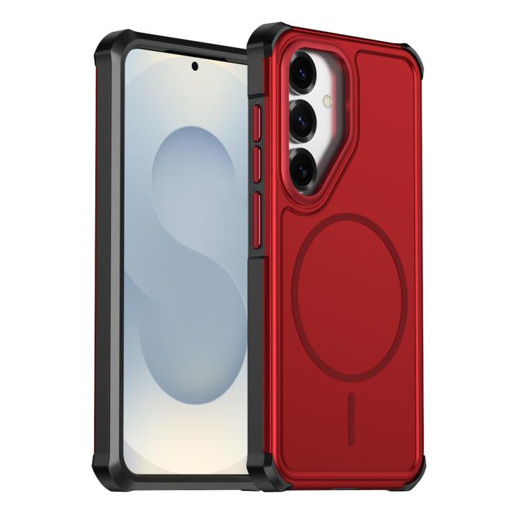 For Samsung Galaxy S25 5G Solid Color 2 in 1 Magnetic Airbag Shockproof Phone Case