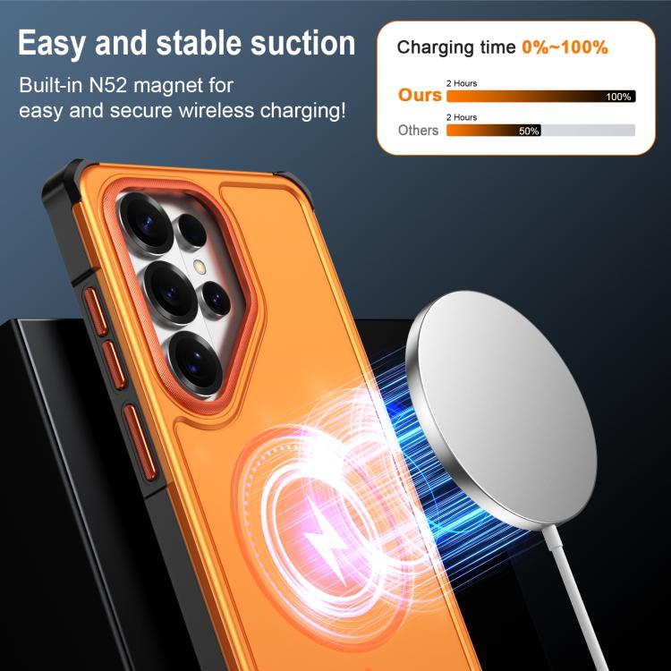 For Samsung Galaxy S24 Ultra 5G Solid Color 2 in 1 Magnetic Airbag Shockproof Phone Case