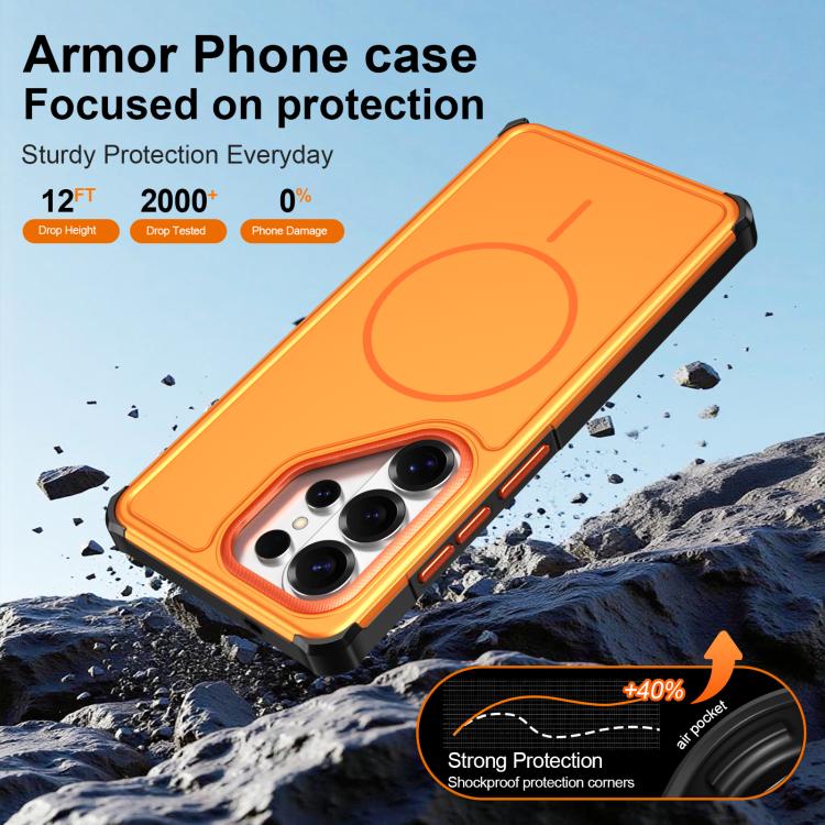 For Samsung Galaxy S25 Ultra 5G Solid Color 2 in 1 Magnetic Airbag Shockproof Phone Case