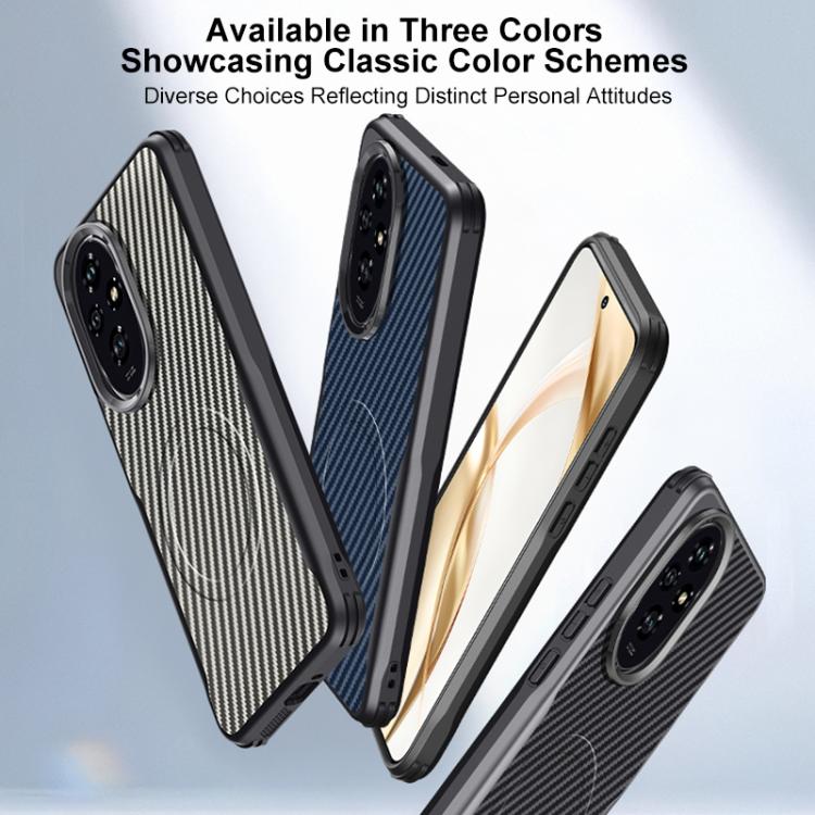 For Honor 200 Pro Blade-Style Carbon Fiber Texture Magnetic Skin-Feel Phone Case