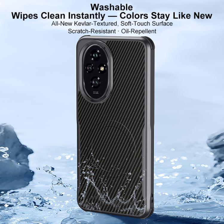 For Honor 200 Pro Blade-Style Carbon Fiber Texture Magnetic Skin-Feel Phone Case