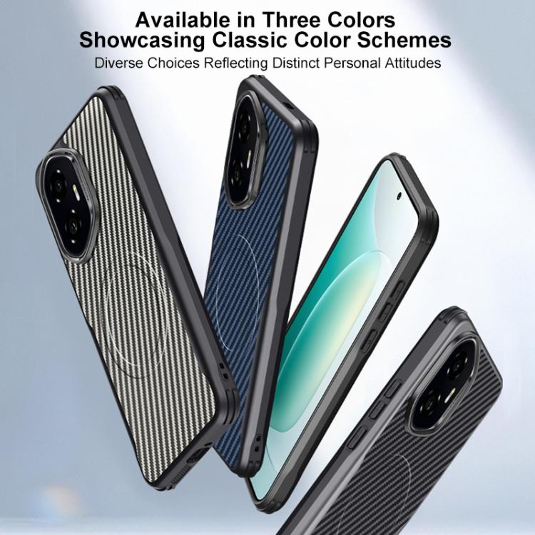 For Honor 300 Blade-Style Carbon Fiber Texture Magnetic Skin-Feel Phone Case