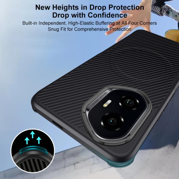 For Honor 300 Blade-Style Carbon Fiber Texture Magnetic Skin-Feel Phone Case