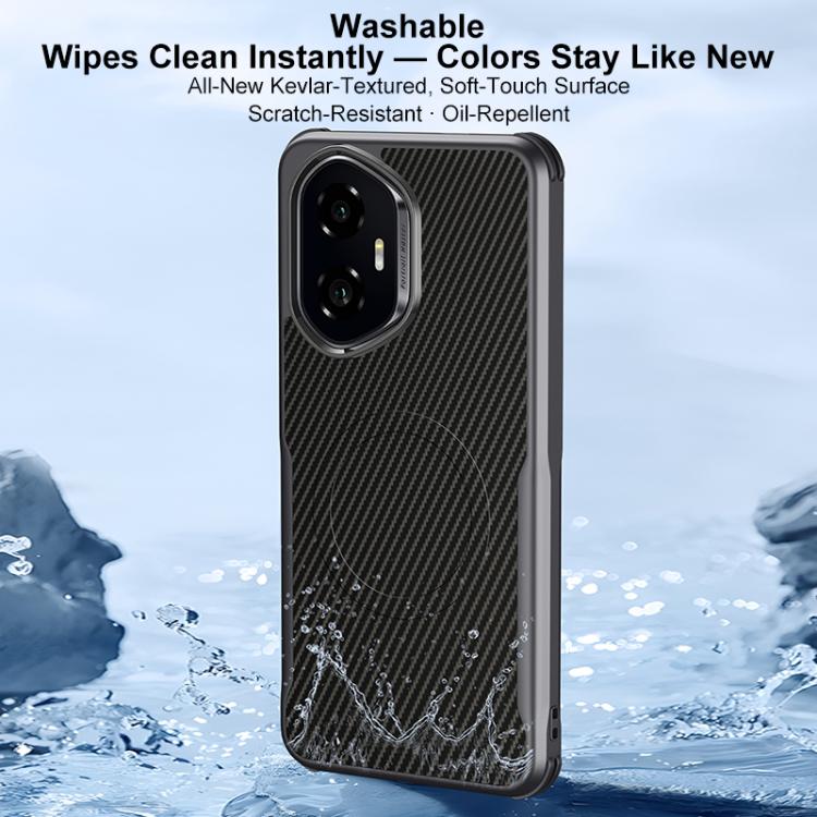 For Honor 300 Blade-Style Carbon Fiber Texture Magnetic Skin-Feel Phone Case