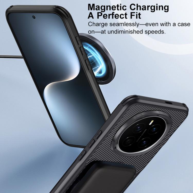 For Honor Magic7 Pro Blade-Style Carbon Fiber Texture Magnetic Skin-Feel Phone Case