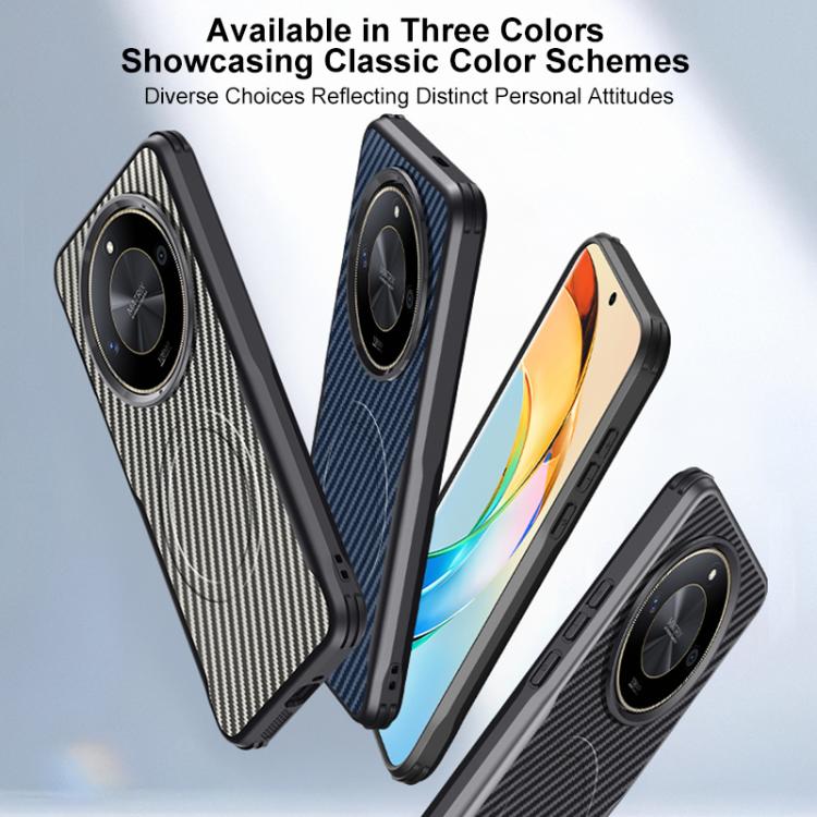 For Honor X50i Blade-Style Carbon Fiber Texture Magnetic Skin-Feel Phone Case