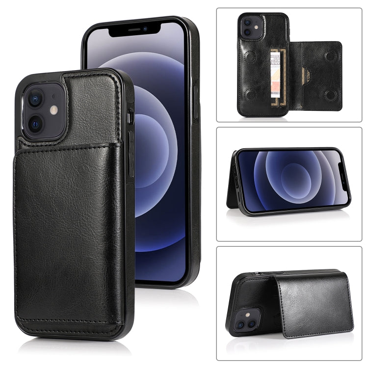 For iPhone 12 mini Shockproof PU + TPU Protective Case with Card Slots & Holder