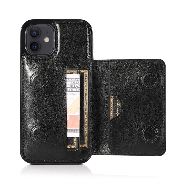 For iPhone 12 mini Shockproof PU + TPU Protective Case with Card Slots & Holder