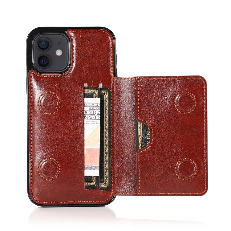 For iPhone 12 mini Shockproof PU + TPU Protective Case with Card Slots & Holder