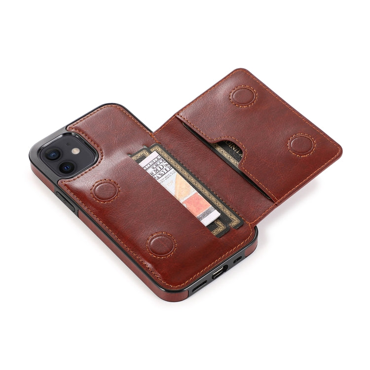 For iPhone 12 mini Shockproof PU + TPU Protective Case with Card Slots & Holder