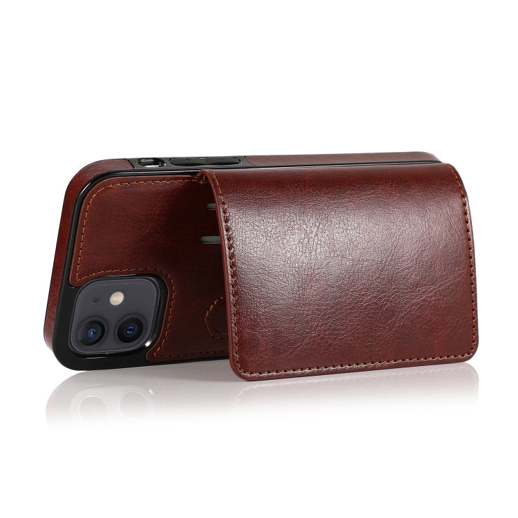 For iPhone 12 mini Shockproof PU + TPU Protective Case with Card Slots & Holder