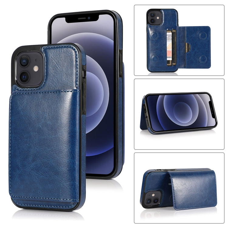 For iPhone 12 mini Shockproof PU + TPU Protective Case with Card Slots & Holder