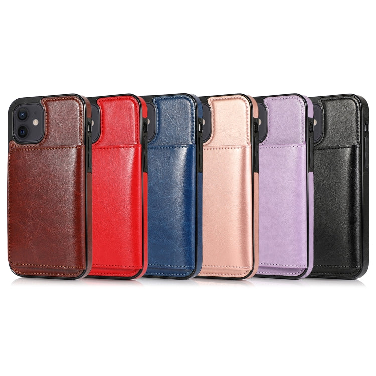 For iPhone 12 mini Shockproof PU + TPU Protective Case with Card Slots & Holder