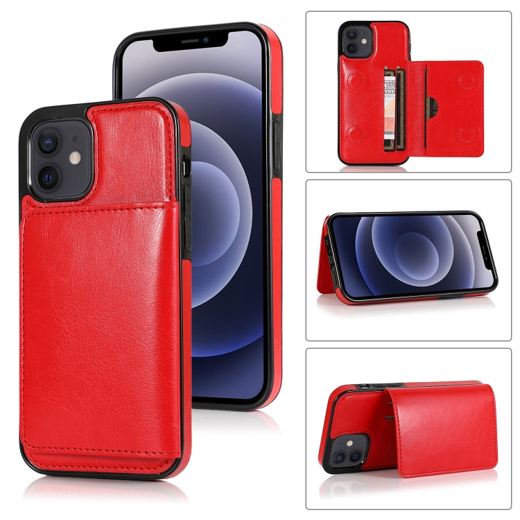 For iPhone 12 mini Shockproof PU + TPU Protective Case with Card Slots & Holder