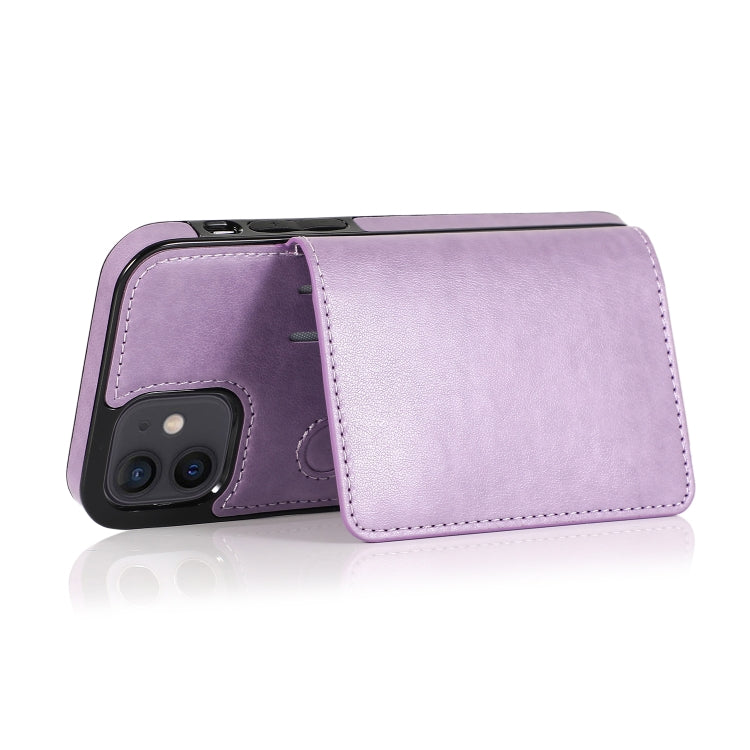 For iPhone 12 mini Shockproof PU + TPU Protective Case with Card Slots & Holder