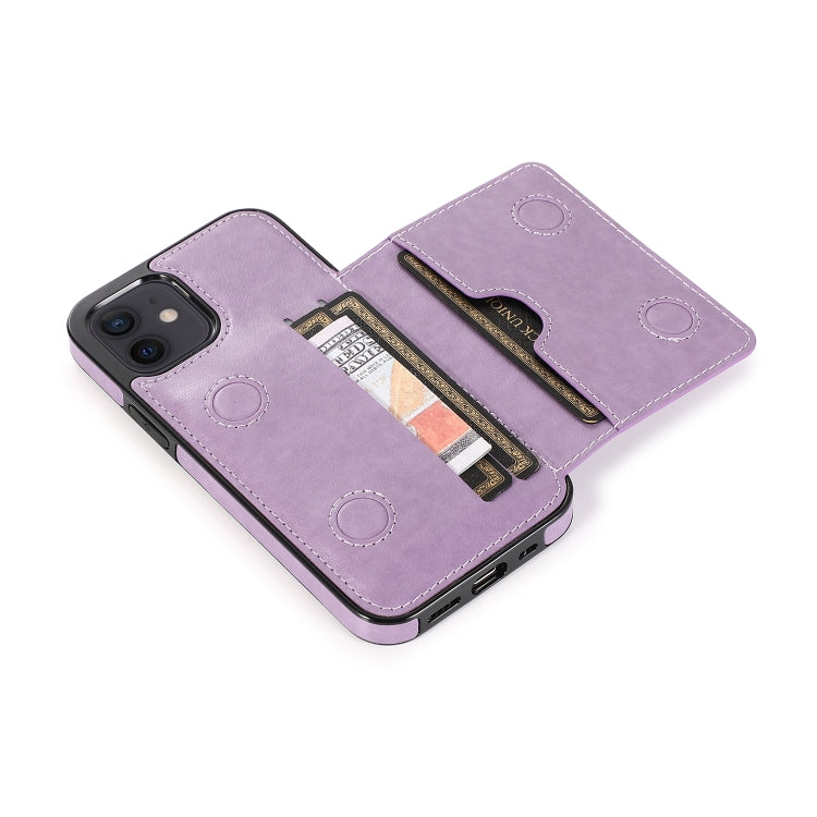 For iPhone 12 mini Shockproof PU + TPU Protective Case with Card Slots & Holder