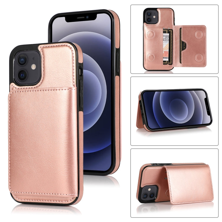 For iPhone 12 mini Shockproof PU + TPU Protective Case with Card Slots & Holder