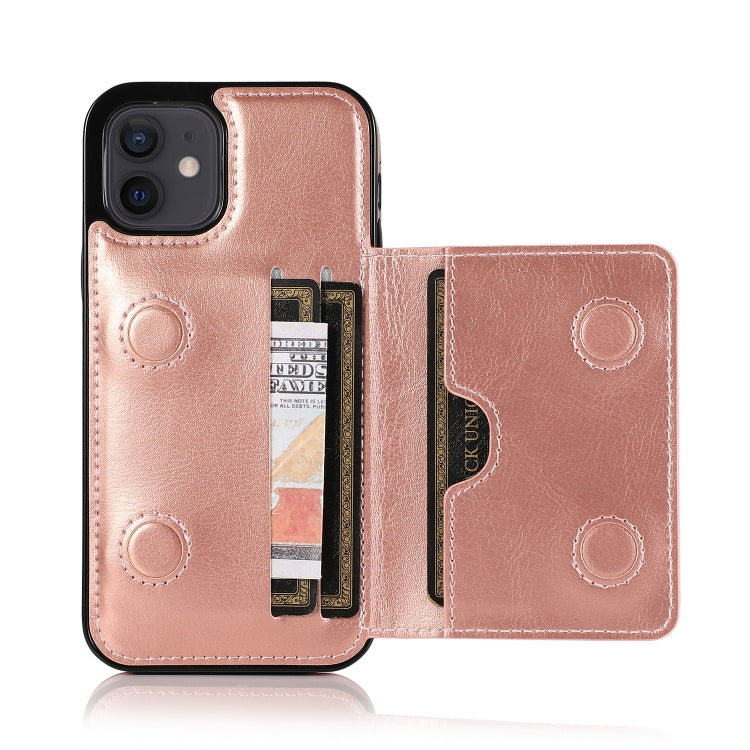 For iPhone 12 mini Shockproof PU + TPU Protective Case with Card Slots & Holder