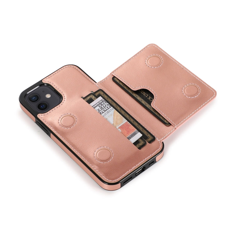 For iPhone 12 mini Shockproof PU + TPU Protective Case with Card Slots & Holder