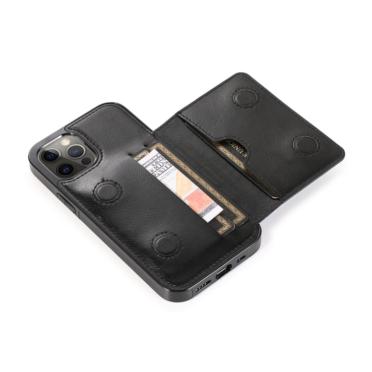 For iPhone 12 / 12 Pro Shockproof PU + TPU Protective Case with Card Slots & Holder