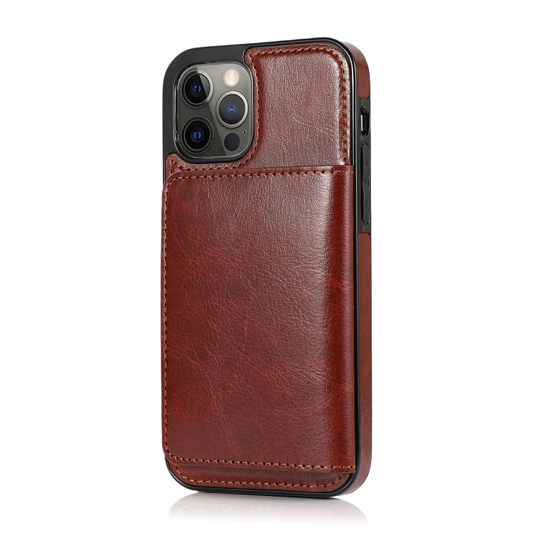 For iPhone 12 / 12 Pro Shockproof PU + TPU Protective Case with Card Slots & Holder