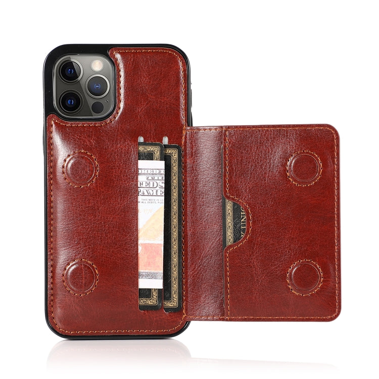 For iPhone 12 / 12 Pro Shockproof PU + TPU Protective Case with Card Slots & Holder