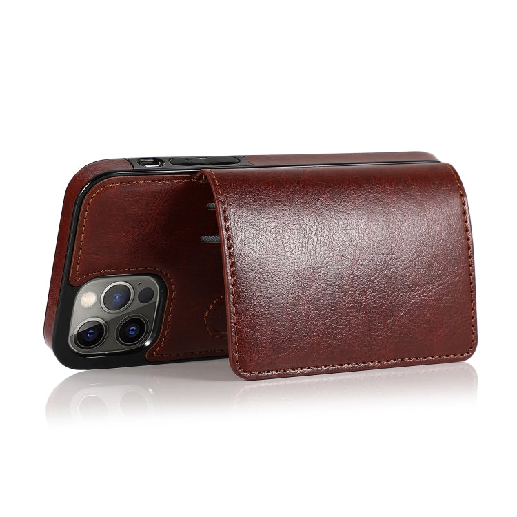 For iPhone 12 / 12 Pro Shockproof PU + TPU Protective Case with Card Slots & Holder