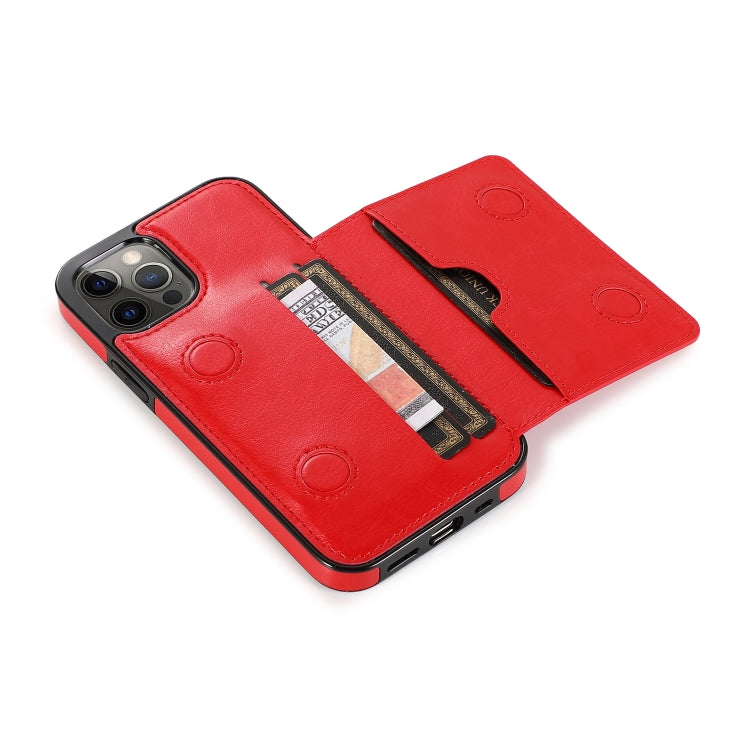 For iPhone 12 / 12 Pro Shockproof PU + TPU Protective Case with Card Slots & Holder