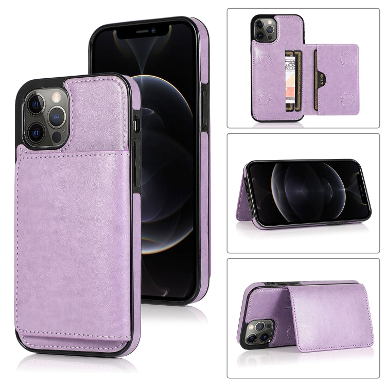 For iPhone 12 / 12 Pro Shockproof PU + TPU Protective Case with Card Slots & Holder