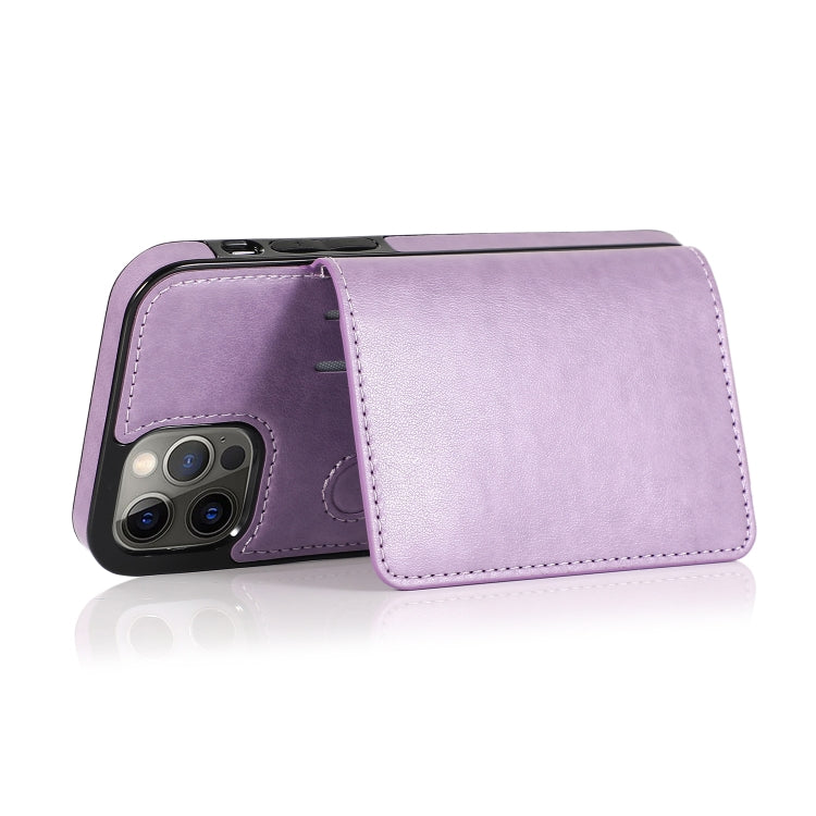 For iPhone 12 / 12 Pro Shockproof PU + TPU Protective Case with Card Slots & Holder