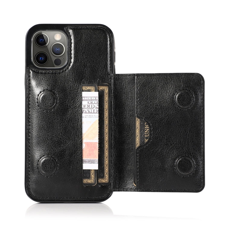 For iPhone 12 Pro Max Shockproof PU + TPU Protective Case with Card Slots & Holder