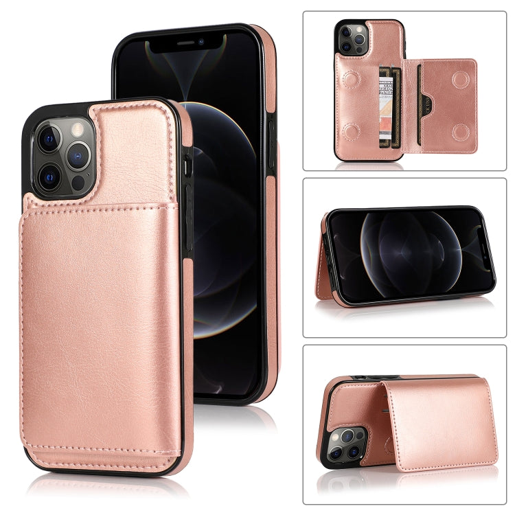 For iPhone 12 Pro Max Shockproof PU + TPU Protective Case with Card Slots & Holder