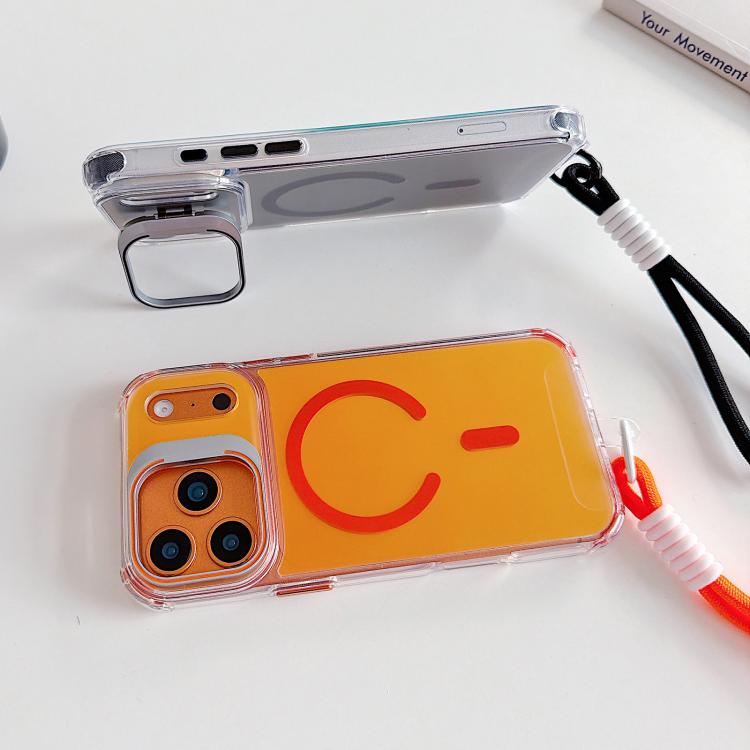 For iPhone 17 Pro Max Chameleon Lens Kickstand Magnetic Phone Case with Wrist Strap