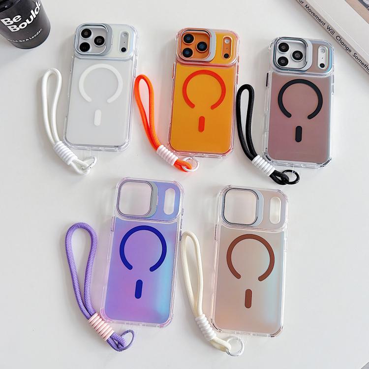 For iPhone 17 Pro Max Chameleon Lens Kickstand Magnetic Phone Case with Wrist Strap