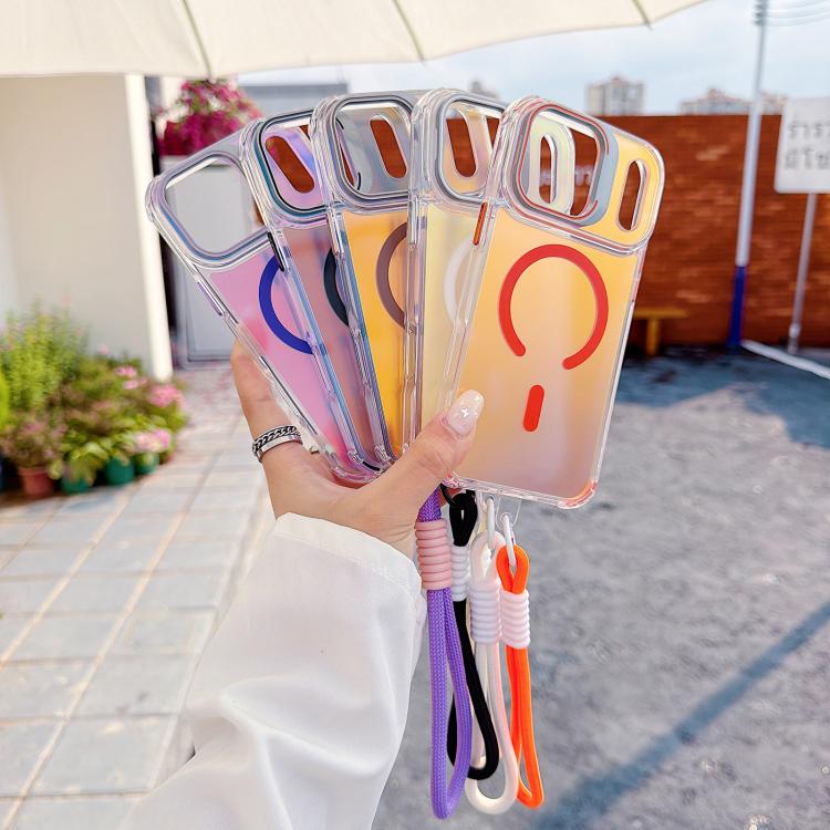 For iPhone 17 Pro Max Chameleon Lens Kickstand Magnetic Phone Case with Wrist Strap