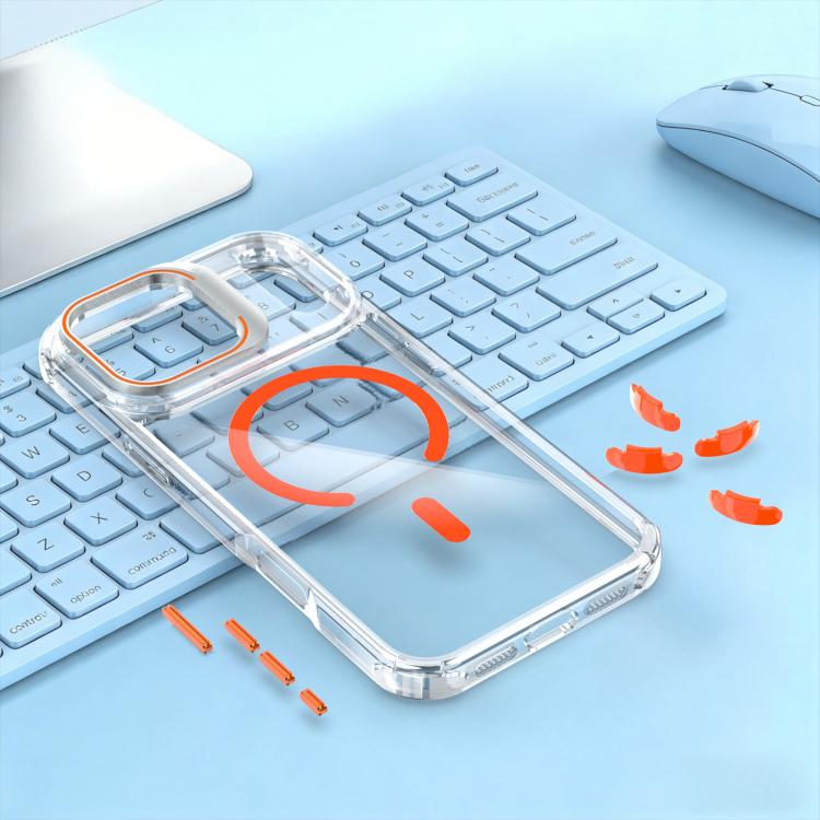 For iPhone 17 Pro Max Transparent Lens Kickstand Magnetic Phone Case