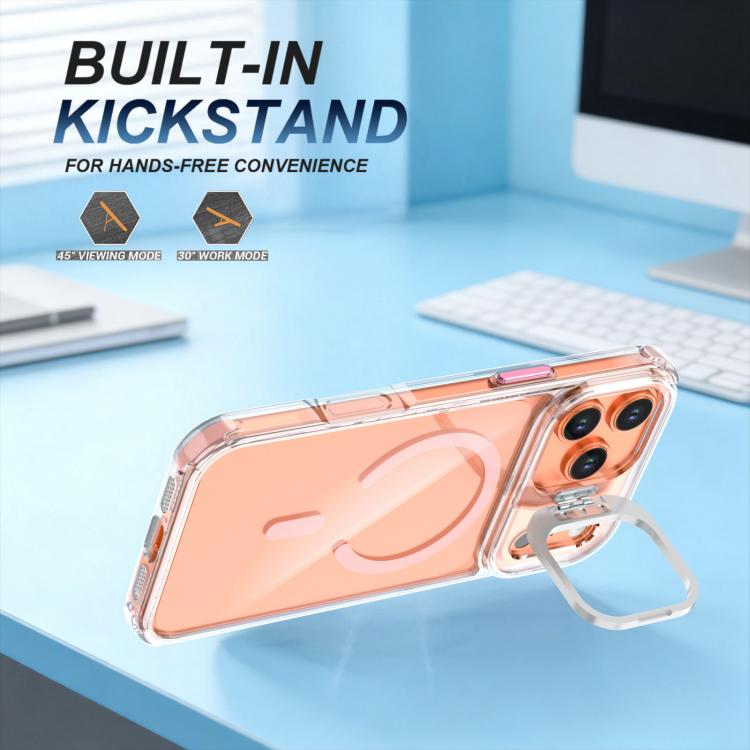 For iPhone 17 Pro Max Transparent Lens Kickstand Magnetic Phone Case