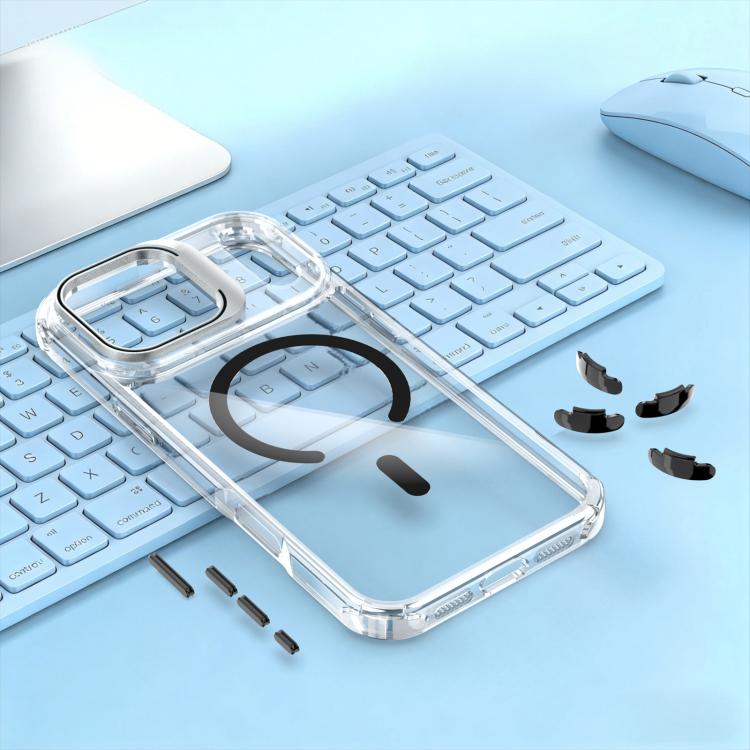 For iPhone 17 Pro Max Transparent Lens Kickstand Magnetic Phone Case