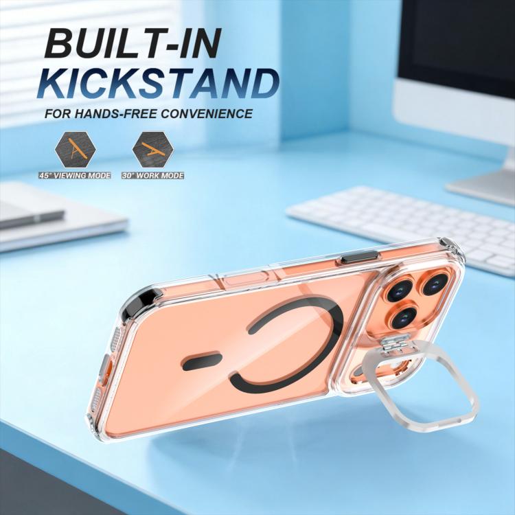 For iPhone 17 Pro Max Transparent Lens Kickstand Magnetic Phone Case