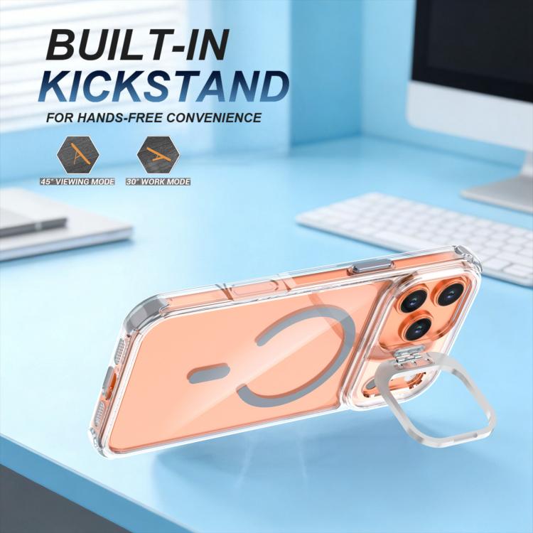 For iPhone 17 Pro Max Transparent Lens Kickstand Magnetic Phone Case