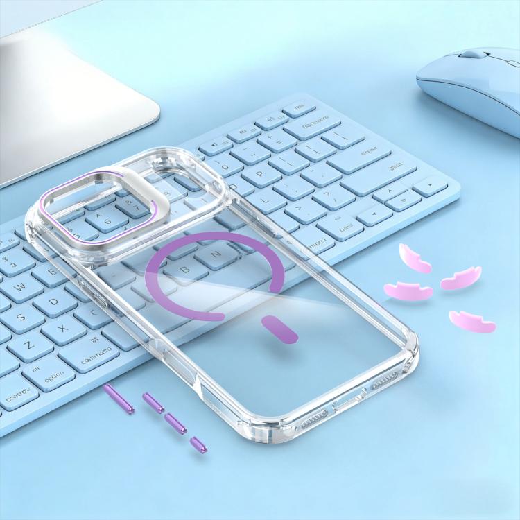For iPhone 17 Pro Max Transparent Lens Kickstand Magnetic Phone Case