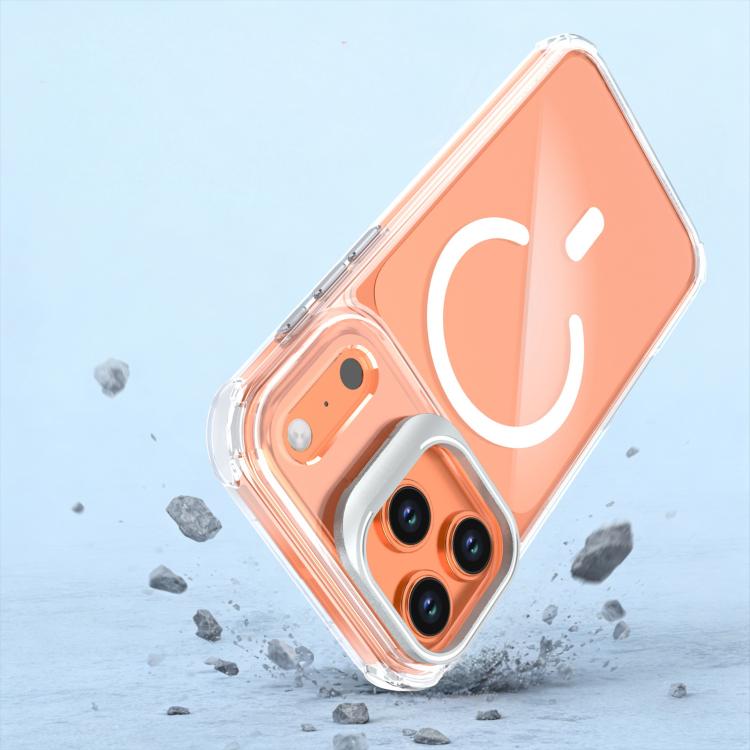 For iPhone 17 Pro Transparent Lens Kickstand Magnetic Phone Case