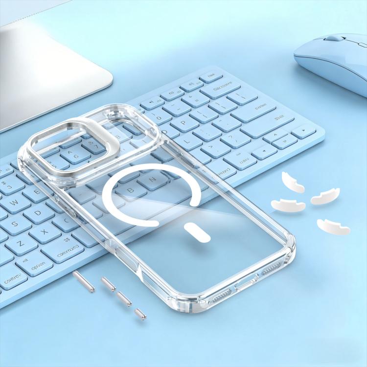 For iPhone 17 Pro Transparent Lens Kickstand Magnetic Phone Case