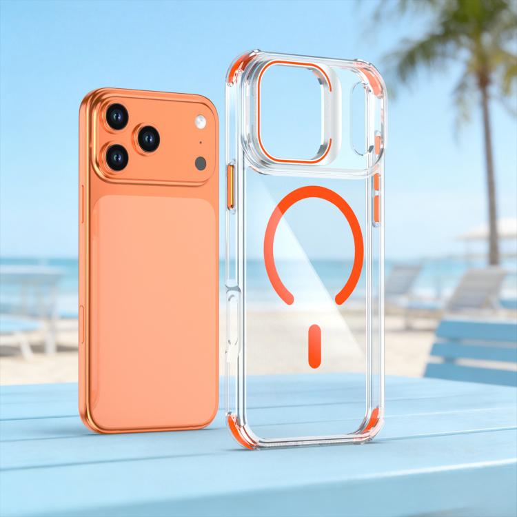 For iPhone 17 Pro Transparent Lens Kickstand Magnetic Phone Case