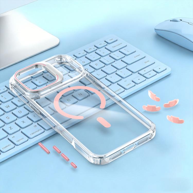 For iPhone 17 Pro Transparent Lens Kickstand Magnetic Phone Case