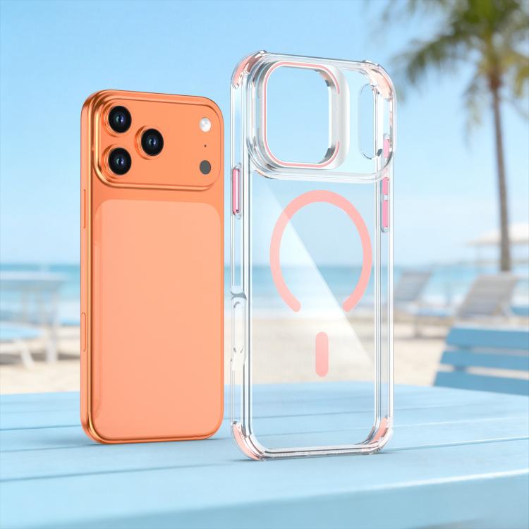 For iPhone 17 Pro Transparent Lens Kickstand Magnetic Phone Case