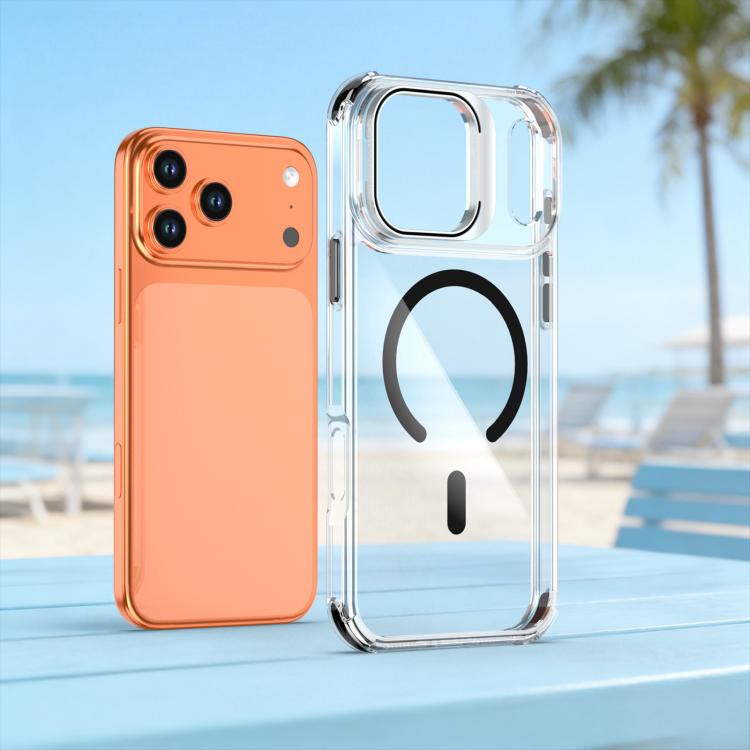 For iPhone 17 Pro Transparent Lens Kickstand Magnetic Phone Case