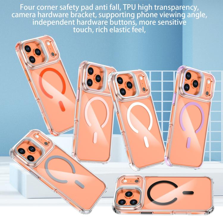 For iPhone 17 Pro Transparent Lens Kickstand Magnetic Phone Case